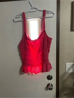 Universal Thread Hot Pink Smocked Ruffle Hem Tank